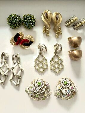 Vintage Lot of 8 Clip Earrings